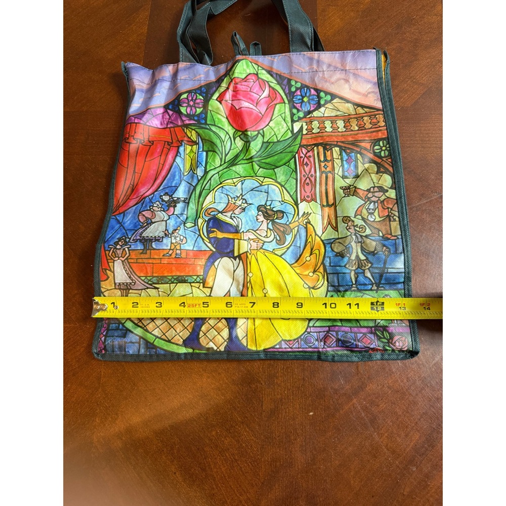 Disney Beauty and the Beast Stained Glass Reusable Tote Bag Belle Prince Rose